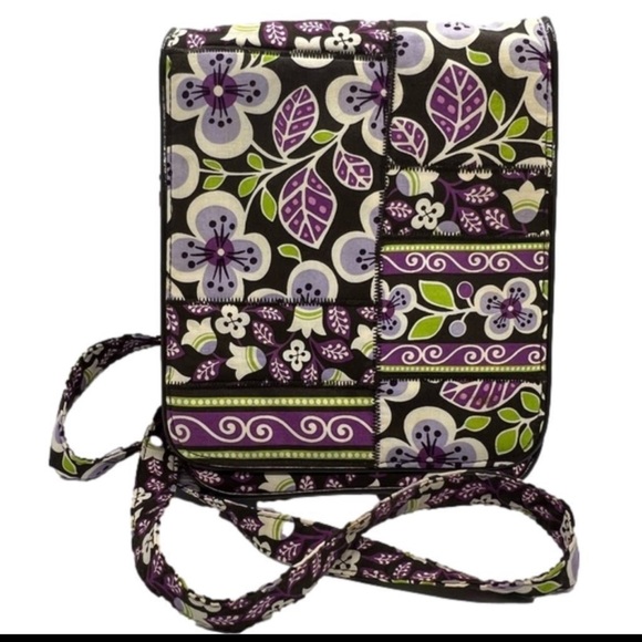 Vera Bradley Plum Petals Retired Small Organizer Crossbody Bag - Picture 2 of 6